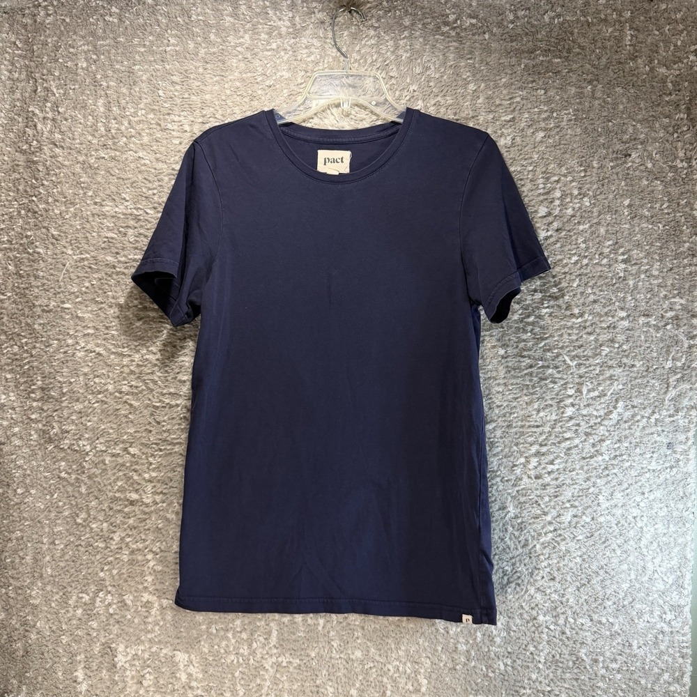 Pact Organic Cotton S T-shirt Navy Crew Neck Sustainable Casual Preppy